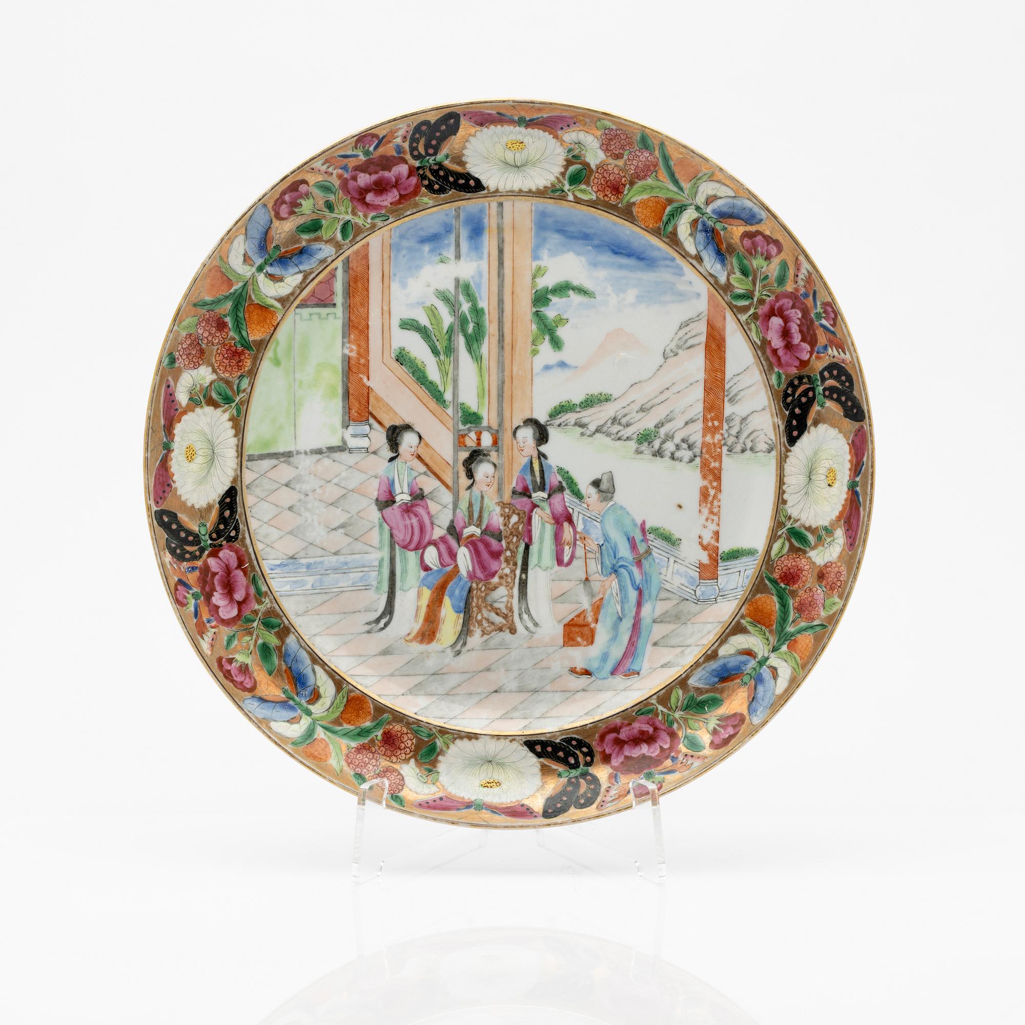 A Canton famille rose dish, mid 19th century.