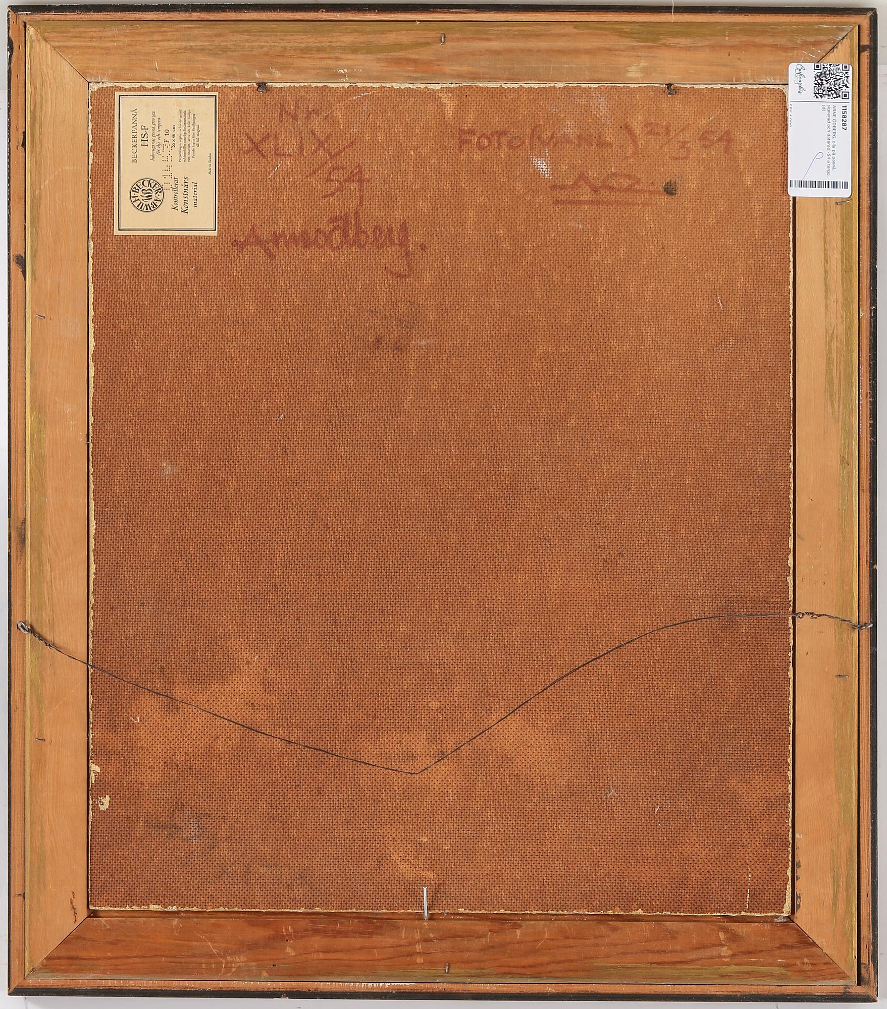 ARNE ÖDBERG, oil on panel, signed and dated -54 verso.