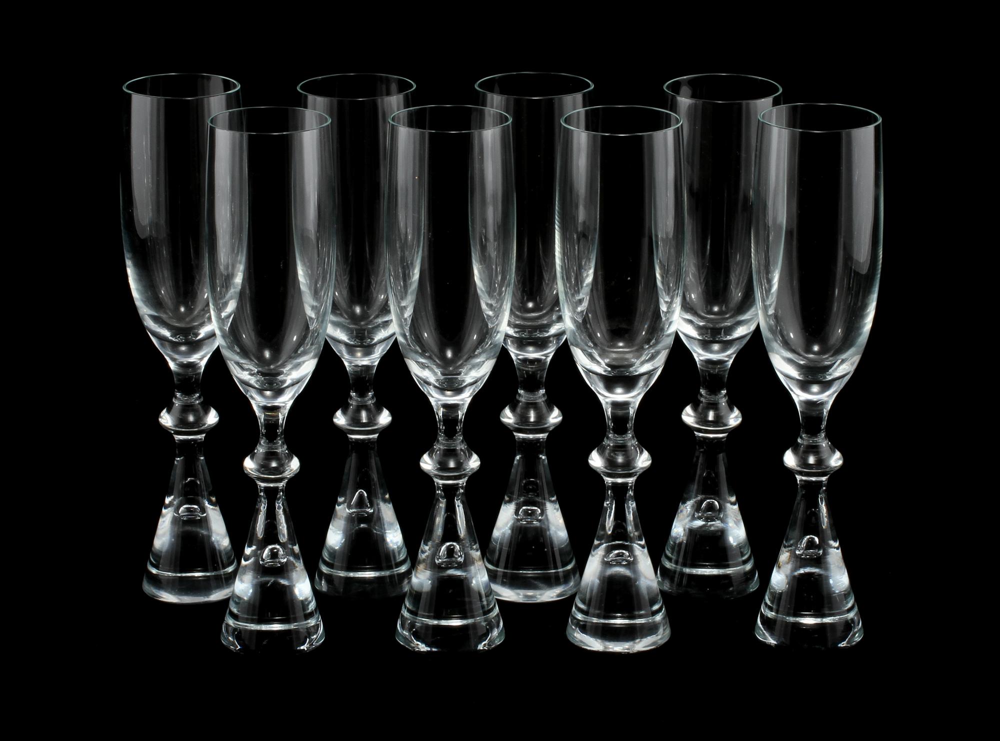 CHAMPAGNEGLAS, 8 st, Holmegaard, Danmark, 1900-talets andra hälft.
