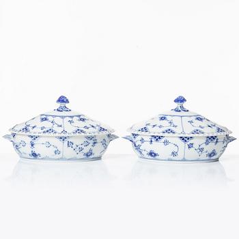 Royal Copenhagen, a pair of tureens with lids, 'Blue Fluted Full Lace', Denmark, 1979-83.