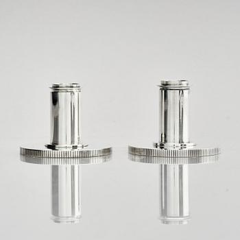 Georg Jensen, a pair of sterling silver candlesticks, design by Sigvard Bernadotte, model no 711A, Copenhagen, Denm after 1945.
