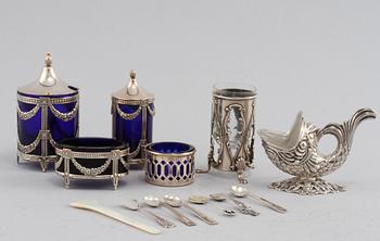 PARTI SILVER, 9 delar, bl a Henry Williams, Birmingham, 1905.