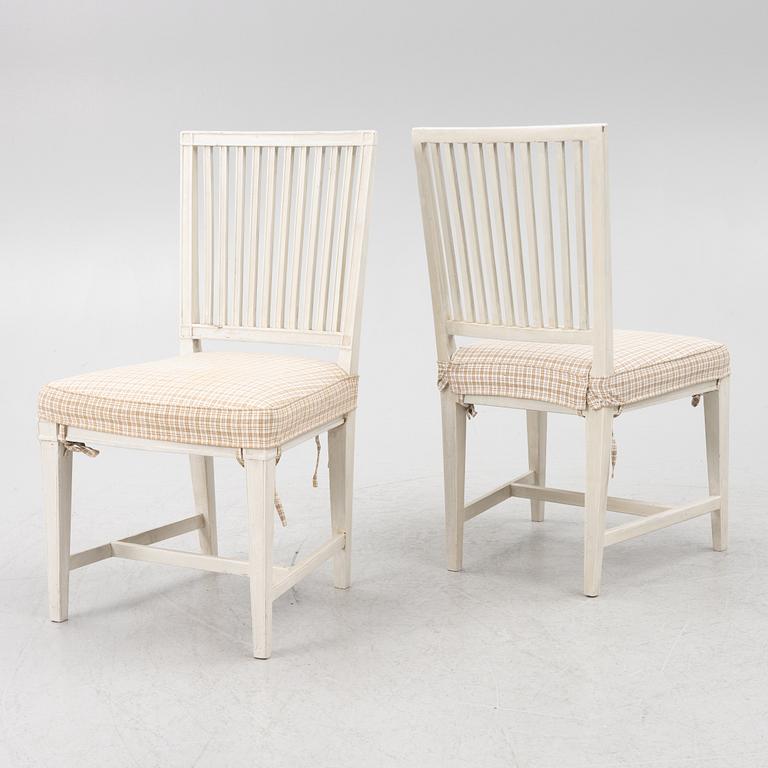 Five late Gustavian chairs, circa 1800.