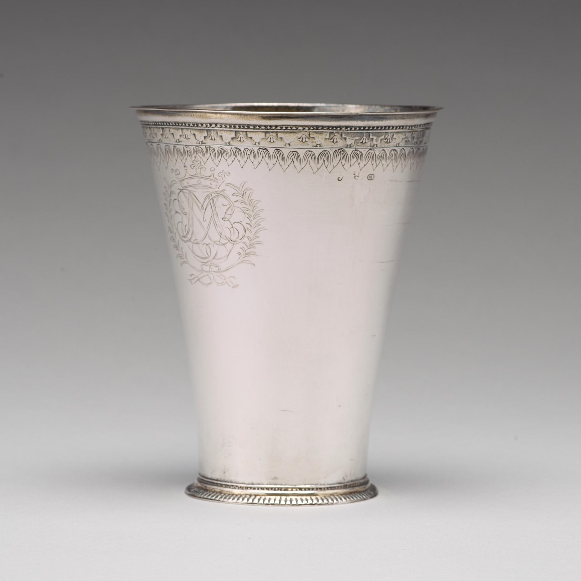 A Swedish 18th century parcel-gilt silver beaker, mark of Carl Lilja, Stockholm 1721.