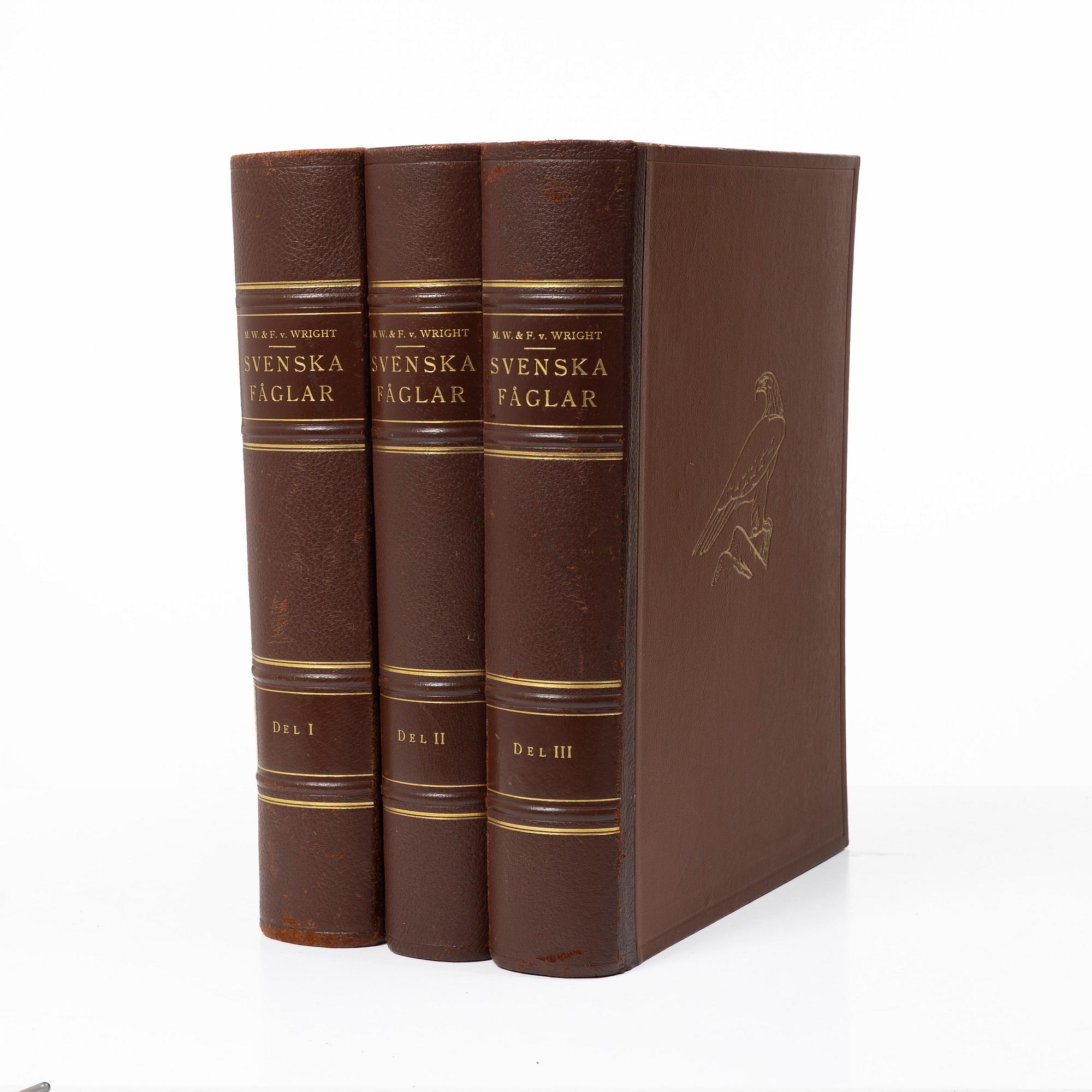 The von Wright brothers, book set, 3 volumes, “Svenska fåglar”, A. Börtzells tryckeri AB, Ivar Baarsen, Stockholm, 1927–1929.