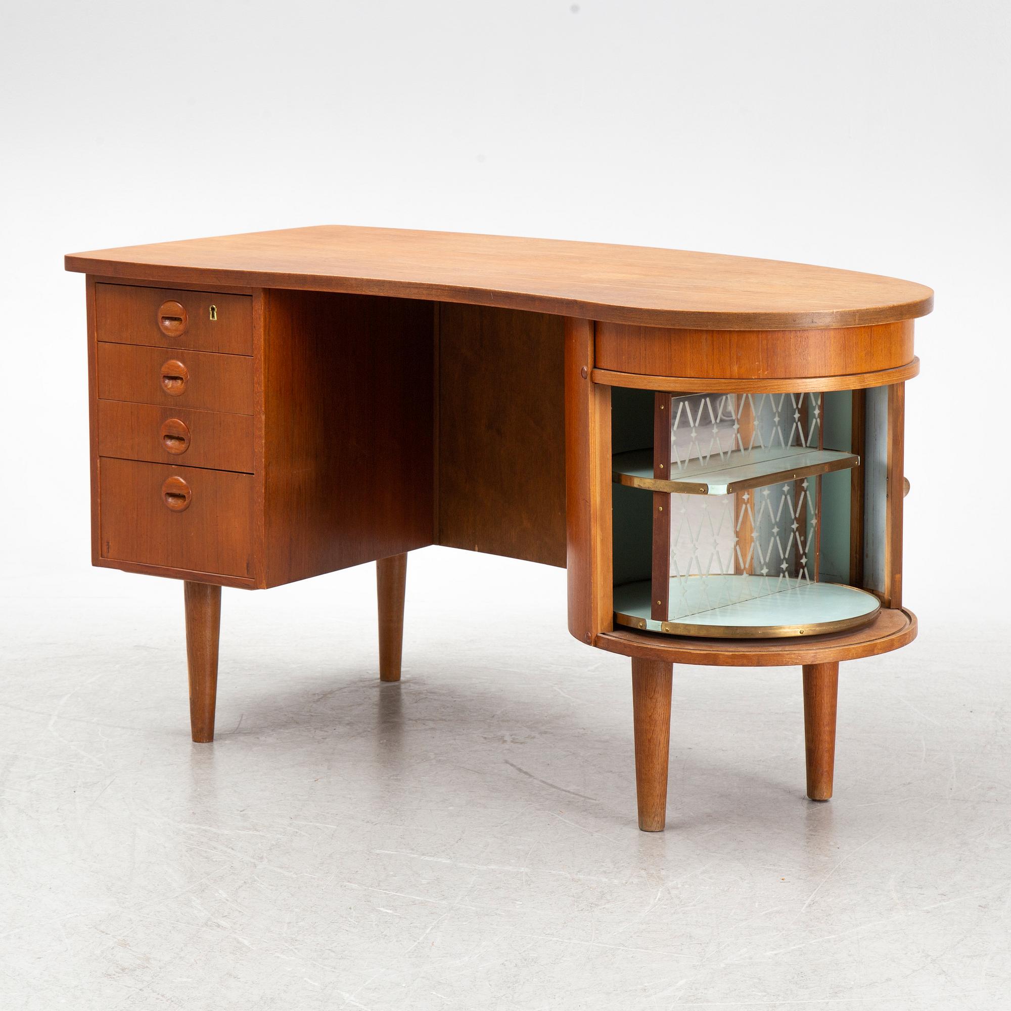 Kai Kristiansen, skrivbord, "Kidney 54",  Feldballes Møbelfabrik, Danmark, 1950/60-tal.