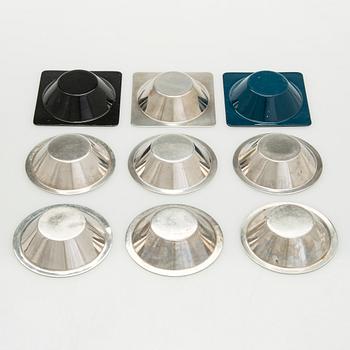 A set of nine mid-20th century metal bowls.