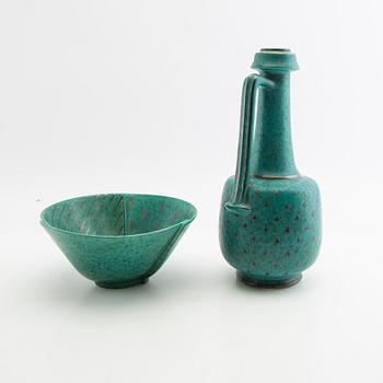 Wilhelm Kåge, bowl and vase with handle, "Argenta", Gustavsberg, 1948-1949.