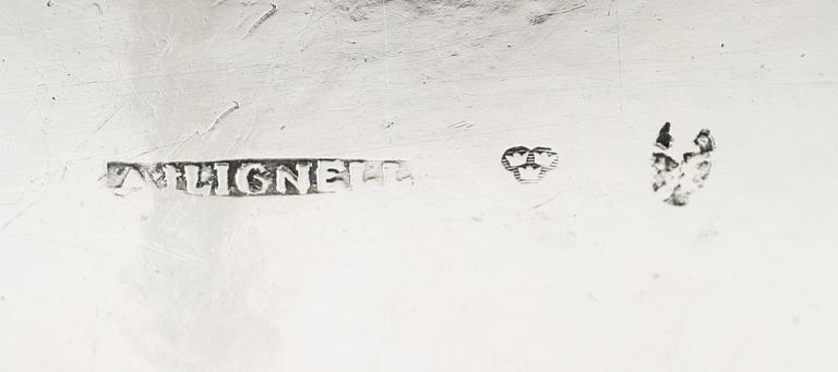 SOCKERSKRIN, silver, Anders Johan Lignell, Sundsvall 1806-1842. Vikt ca 229 gram.