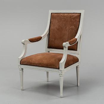 A Swedish gustavian armchair, late 18th century.