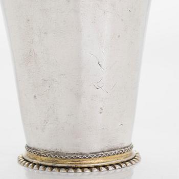 An early 18th-Century parcel-gilt silver beaker, maker's mark of Rudolf Wittkopf the elder, Stockholm 1709.