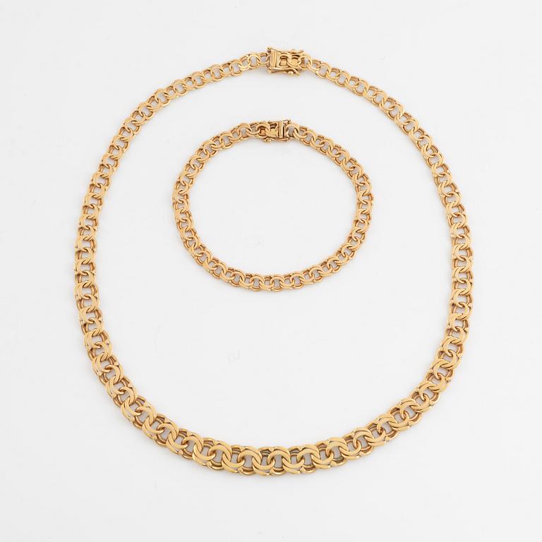 18K gold necklace and bracelet.