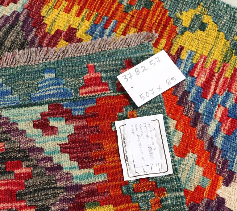 A runner carpet, Kilim, c. 507 x 85 cm.