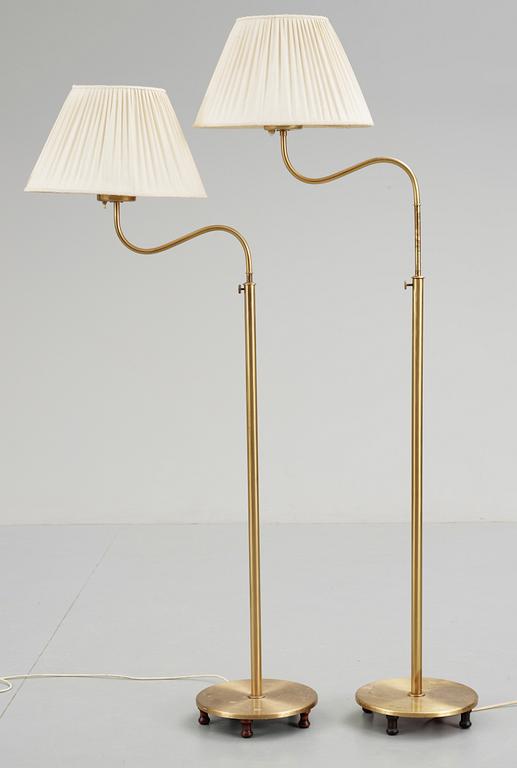 Two Josef Frank brass floor lamps, Svenskt Tenn, model 2568.