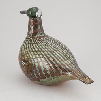 Oiva Toikka, iridecent glass sculpture, "Villihanhi", signed and numbered 594/1000 Nuutajärvi Finland.