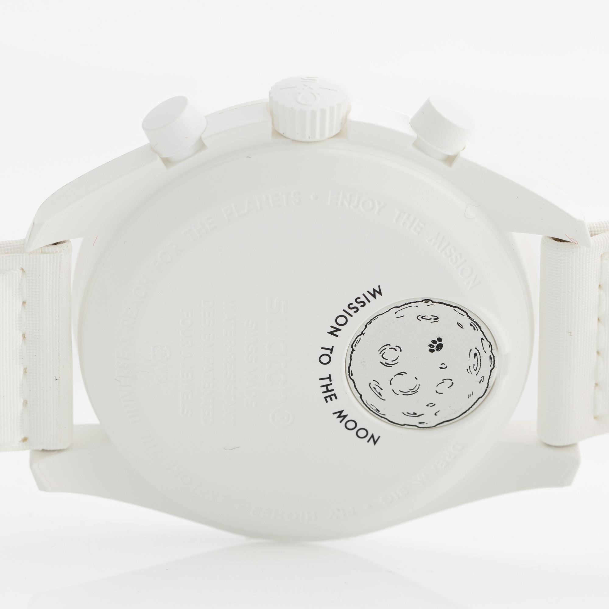 Omega/Swatch, MoonSwatch, Mission to the MoonPhase, "Snoopy", kronograf, armbandsur, 42 mm.