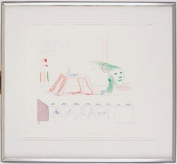 David Hockney, "A Moving Still Life" från sviten "The Blue Guitar".