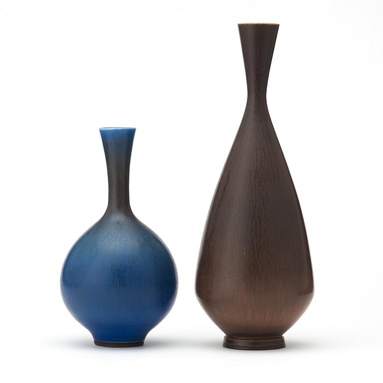 Berndt Friberg, two stoneware vases, Gustavsberg Studio 1971 and 1957.