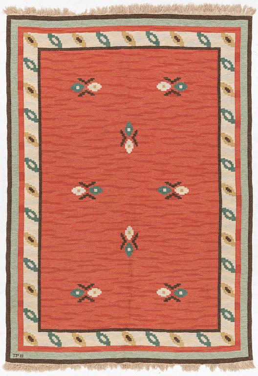 Polly Björkman, workshop, flat weave, signed TPB, approx. 248 x 174 cm.