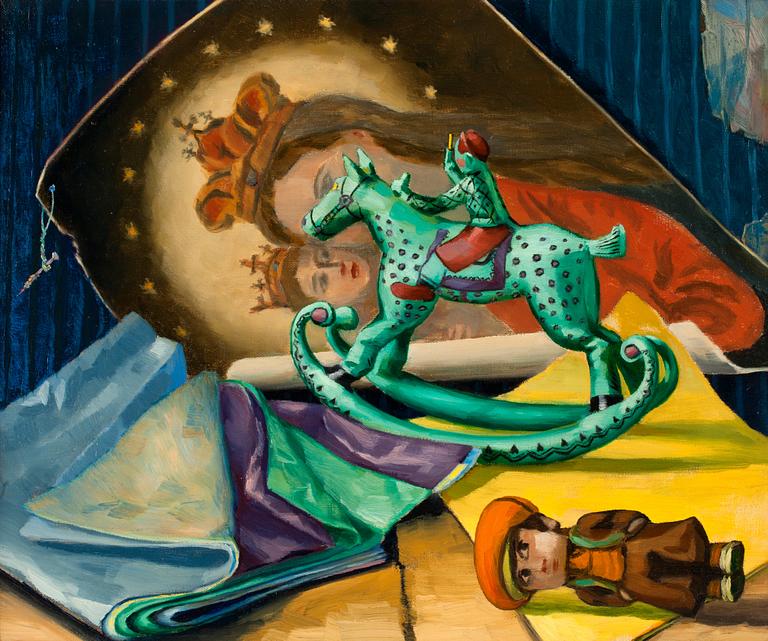 Gunnar Löberg, "Stilleben med ryttare" (Still life with rider).