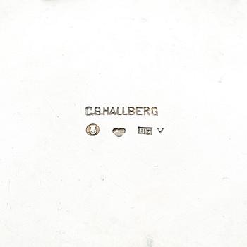 KAFFESERVIS, 3 delar, silver, empirestil, CG Hallberg, Stockholm 1910. Tot ca 1300 gram.