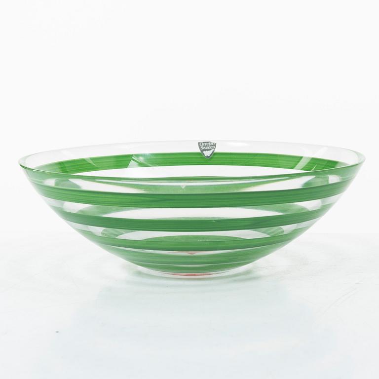 Anne Nilsson, Champagneglas, 6 st, samt skål, "Clown", Orrefors.