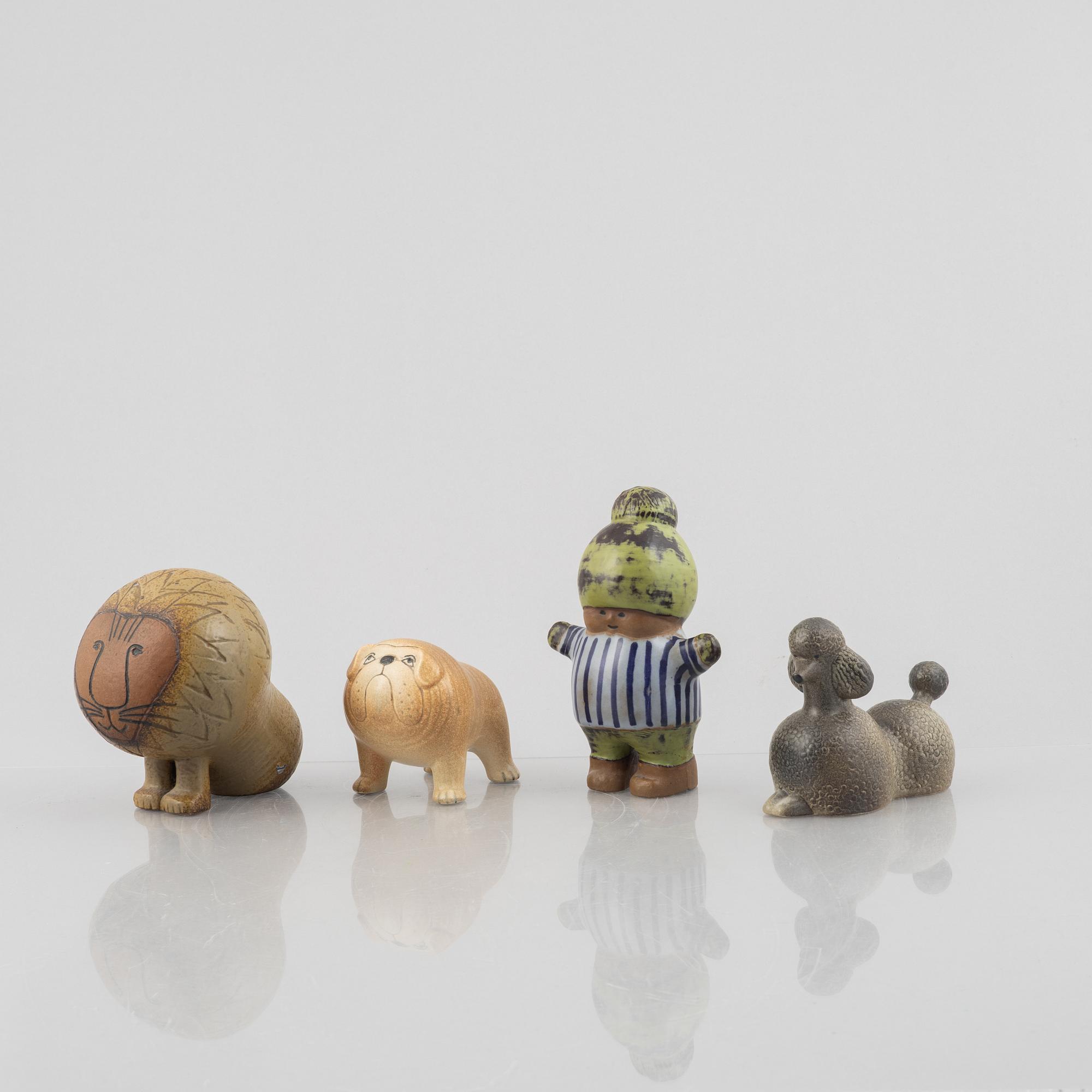 Lisa Larson, a set of four stoneware figurines, Gustavsberg and K-Studion.