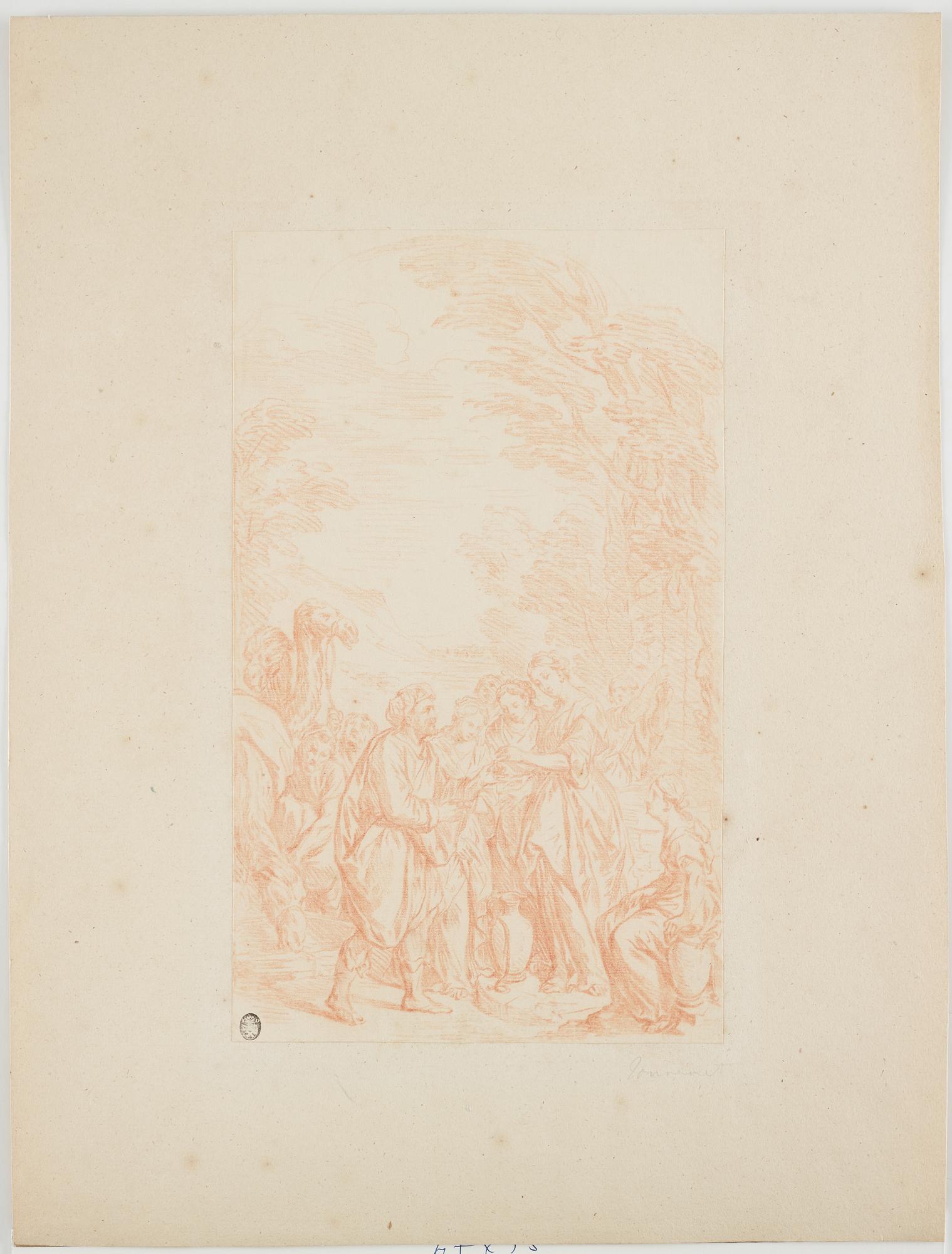 ITALIENSK SKOLA 1700-TAL, osignerad. Rödkrita, bildyta 30 x 18 cm.