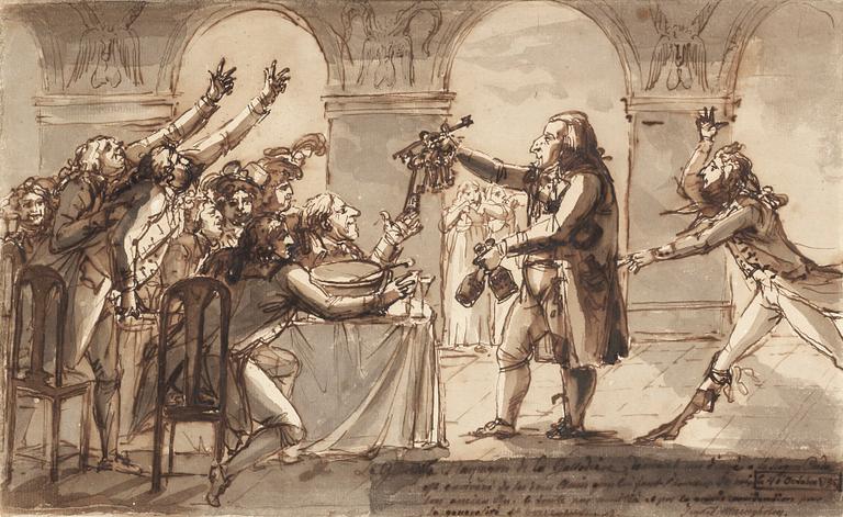 Johan Tobias Sergel, Gallodier give out keys to the cellar to the thirsty guests.