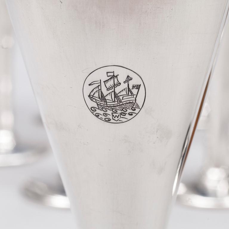 BÄGARE, 12 st, silver, svenska stämplar, 1930-tal. Tot vikt ca 720 g.