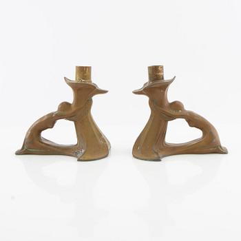 B Bulzke candlesticks, a pair, Jugend style, circa 1900.