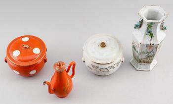 PORSLINSFÖREMÅL, 4 delar, Kina, 1800-/1900-tal.