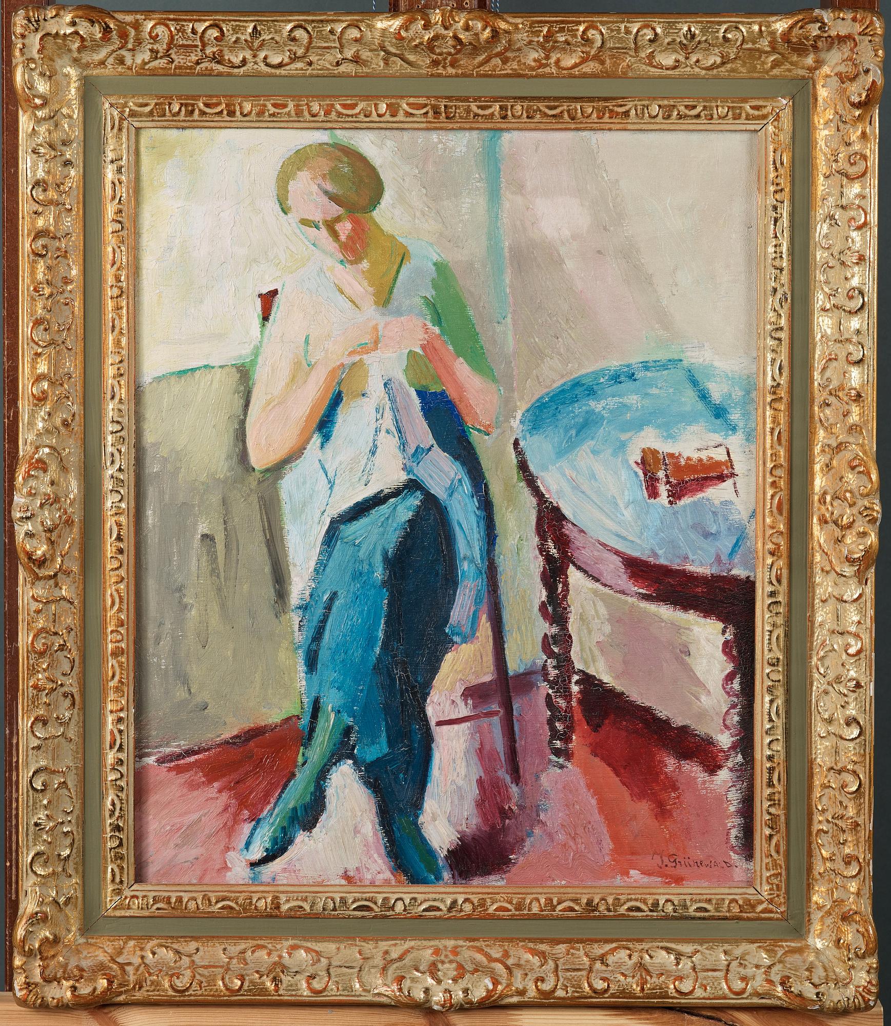 Isaac Grünewald, Sigrid handarbetar.