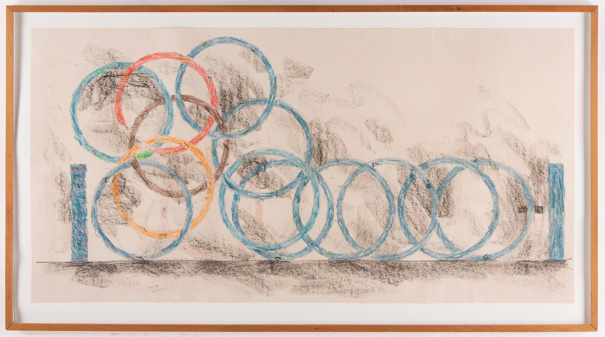 Carl Fredrik Reuterswärd, chalk/mixed media, signed and dated 1995.