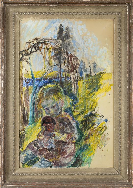 Siri Derkert, gouache/blandteknik på papper/pannå, daterad -30 a tergo.