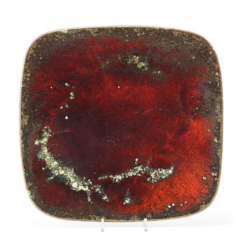 222. A large Hans Hedberg faience dish, Biot, France 1970's.
