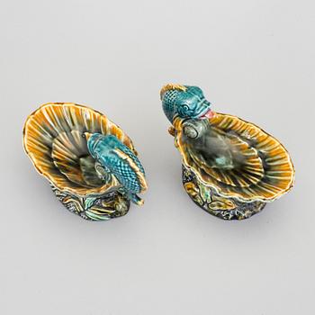 a pair of Jugend maiolica salt cellars by Rörstrand.