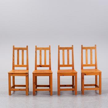 ROLAND WILHELMSSON, four pinewood chairs.