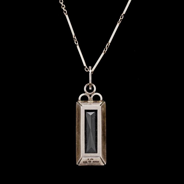 HALSBAND samt ÖRHÄNGEN, silver samt bergskristall, A U Wahlberg, Gävle, 1946.