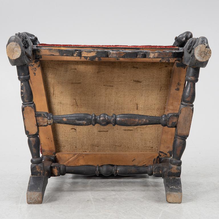 Karmstol, barockstil, omkring 1900 med äldre delar.