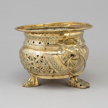 A 18th/19th century brass flower pot.