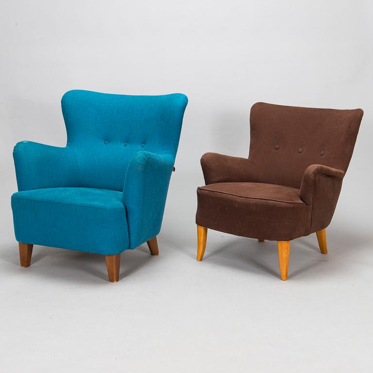 Ilmari Lappalainen, armchairs, 2 pcs, "Laila" Asko 1950s and "Helena" Asko/Insofa late 1990s.