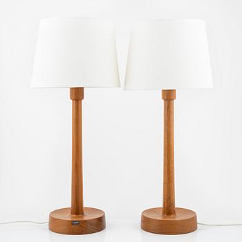 Uno & Östen Kristiansson, a pair of teak table lights, Luxus, Vittsjö, 1950s/60s.