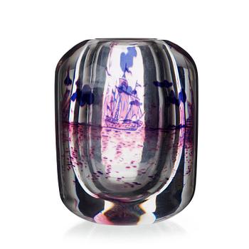 164. An Edward Hald 'graal' glass vase, Orrefors, Sweden 1944.