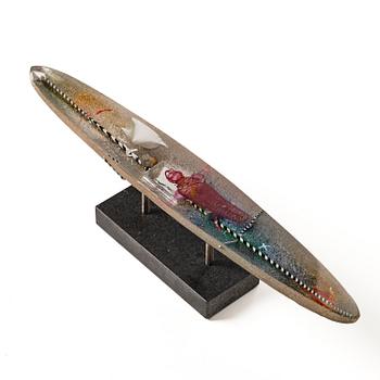 Bertil Vallien, skulptur, båt, sandgjutet glas, Kosta Boda 1992.