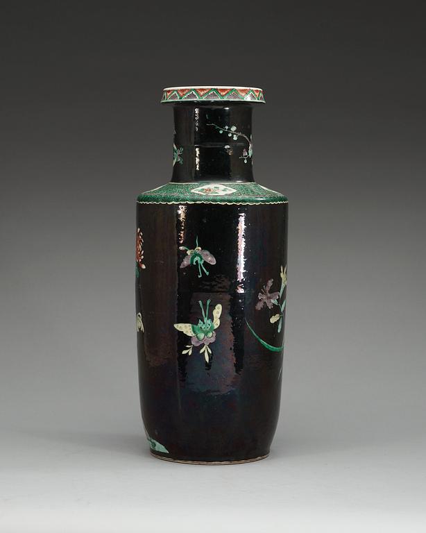 A famille noire vase, Qing dynasty, 19th Century.