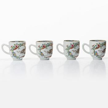 A group lot of 11 Chinese cups, Qing dynasty, Qianlong (1736-95).