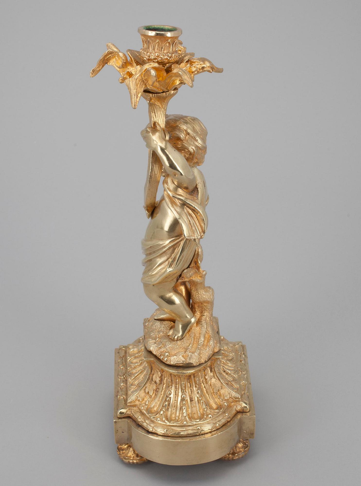 LJUSSTAKE, förgylld brons, möjligen Ryssland 1800-talets mitt.