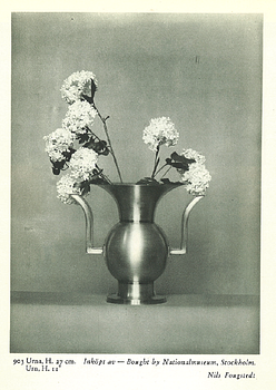 Nils Fougstedt, a rare pewter and brass vase model A 903, Firma Svenskt Tenn, Stockholm, 1929.