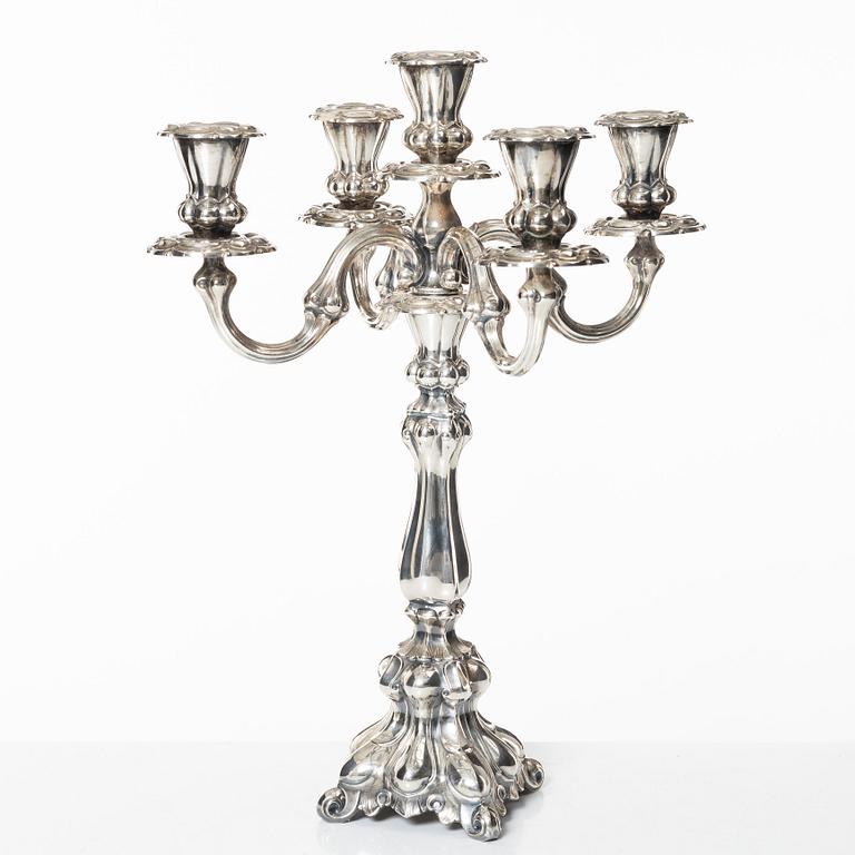 A silver candelabrum, marks of Kultakeskus Oy, Hämeenlinna, Finland 1965.